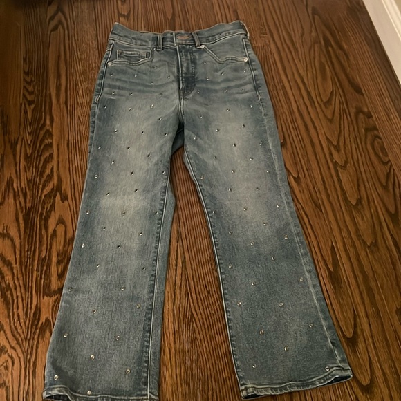 Express Pants - Express, cropped flare high rise jeans, size 0 petite